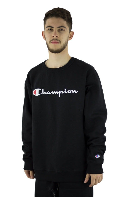 Moletom Champion Felpado Careca Script Logo Print Preto/Branco - NewSkull