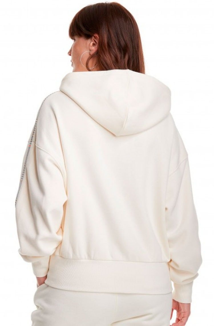 Moletom Champion Feminino Patch c Script Off White/Laranja - NewSkull