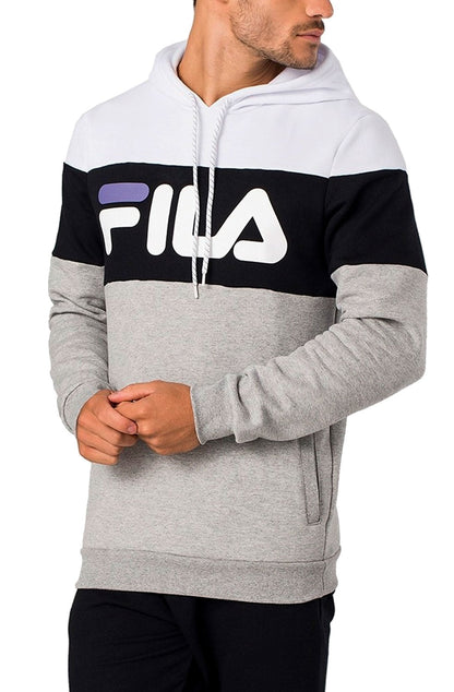 Moletom Fila Block Com Capuz Preto/Cinza - NewSkull