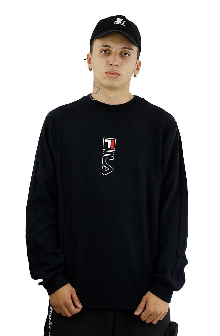 Moletom Fila Crew Preto/Branco - NewSkull