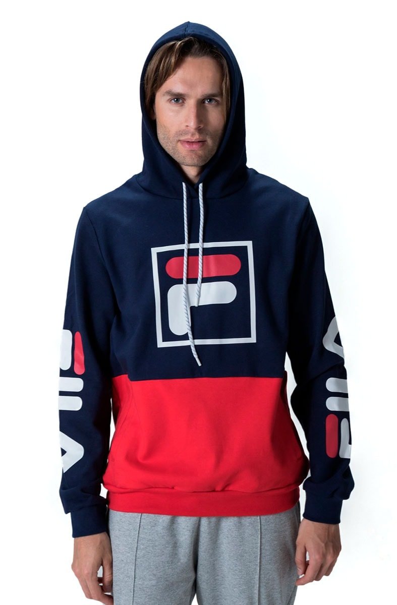 Moletom FILA Fbox Capuz Azul/Vermelho - NewSkull