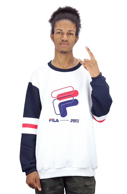 MOLETOM FILA SPORTS CARECA BRANCO - NewSkull