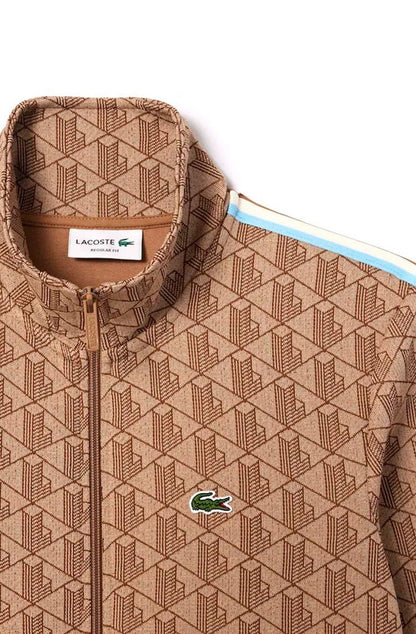 Moletom Lacoste Paris em Jacquard com Zíper Monograma Bege - NewSkull