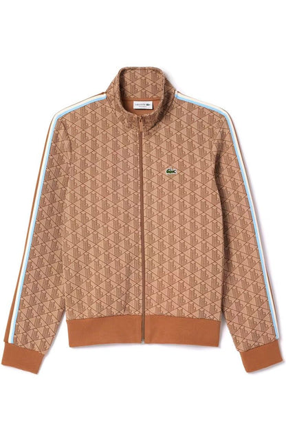 Moletom Lacoste Paris em Jacquard com Zíper Monograma Bege - NewSkull