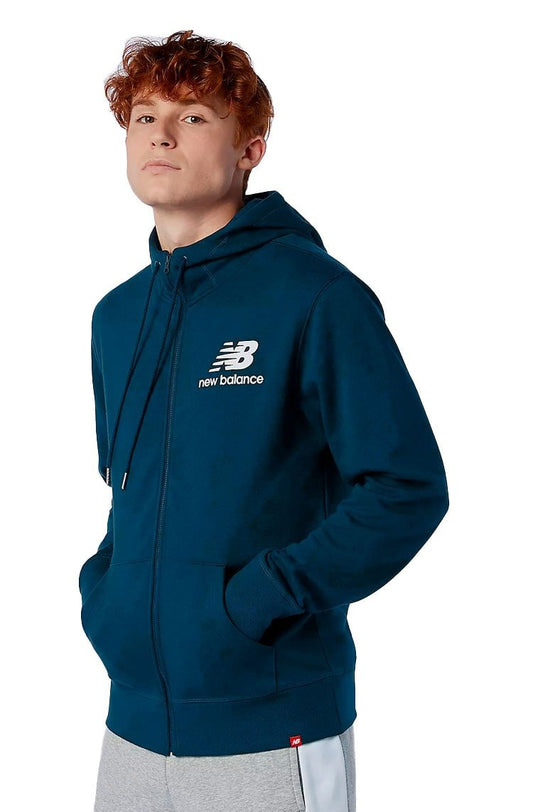 Moletom New Balance Essentials Full Zip Azul/Branco - NewSkull