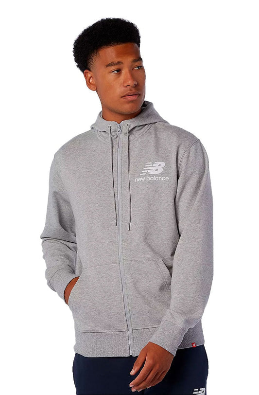 Moletom New Balance Essentials Full Zip Cinza/Branco - NewSkull