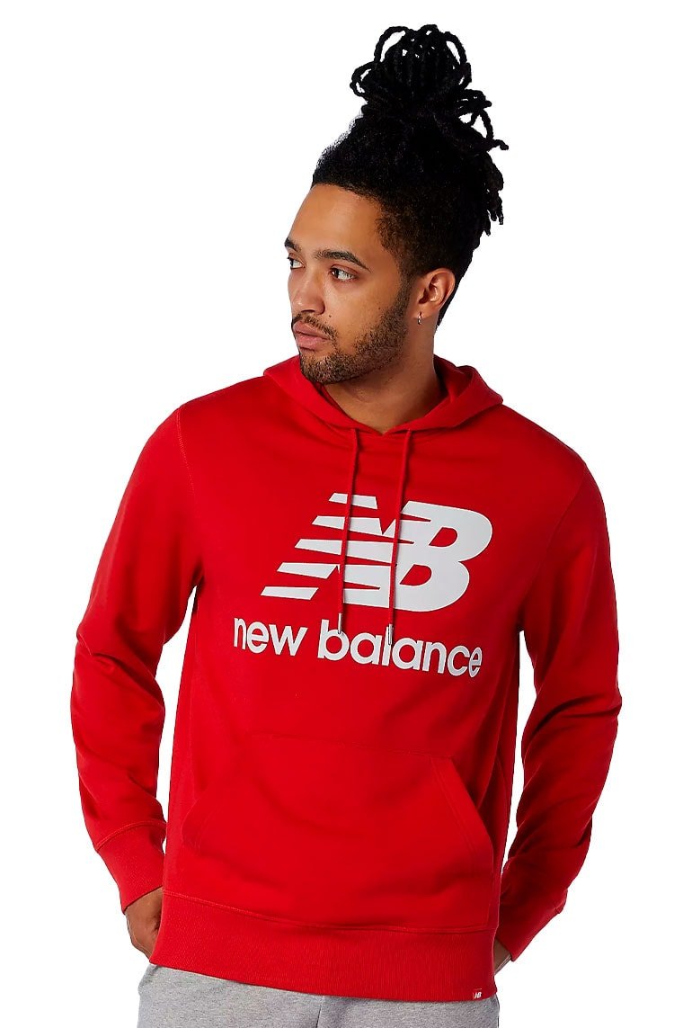Moletom New Balance Essentials Stacked Vermelho/Branco - NewSkull
