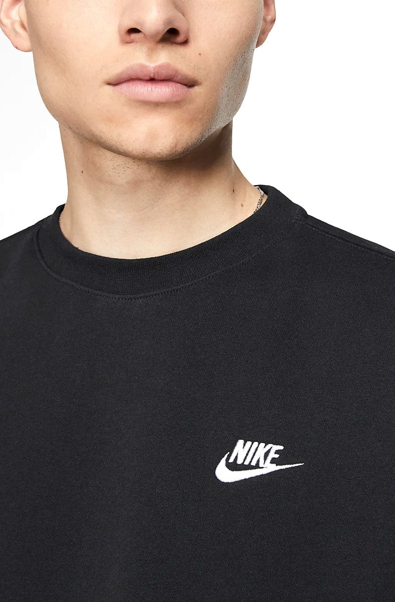 Moletom Nike Club Fleece Crew Careca Preto - NewSkull