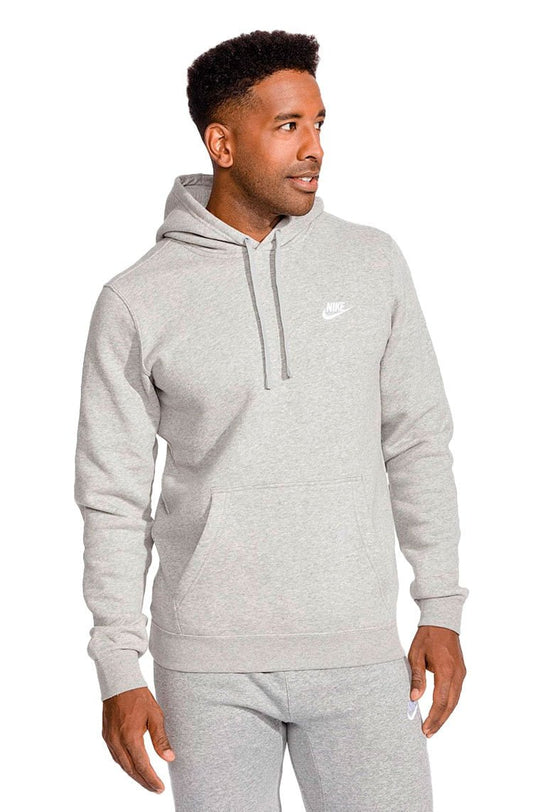 Moletom Nike Sportswear Club Hoodie PO Cinza/Branco - NewSkull
