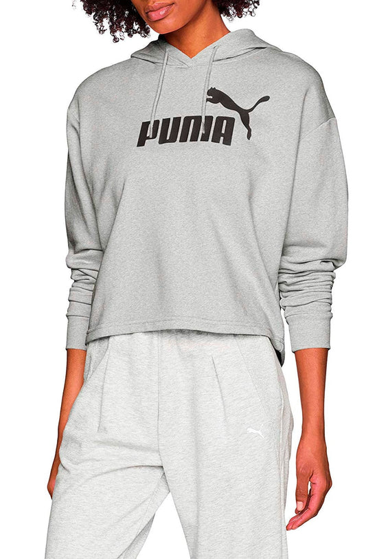 MOLETOM PUMA ESSENTIALS CROPPED FEMININO CAPUZ CINZA - NewSkull