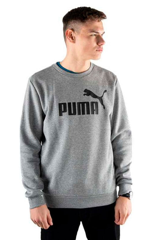 Moletom Puma Essentials Logo Big Crew Sweat Careca Cinza/Preto - NewSkull