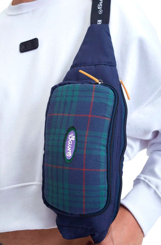 Pochete Baw Patch Plaid Azul Marinho - NewSkull