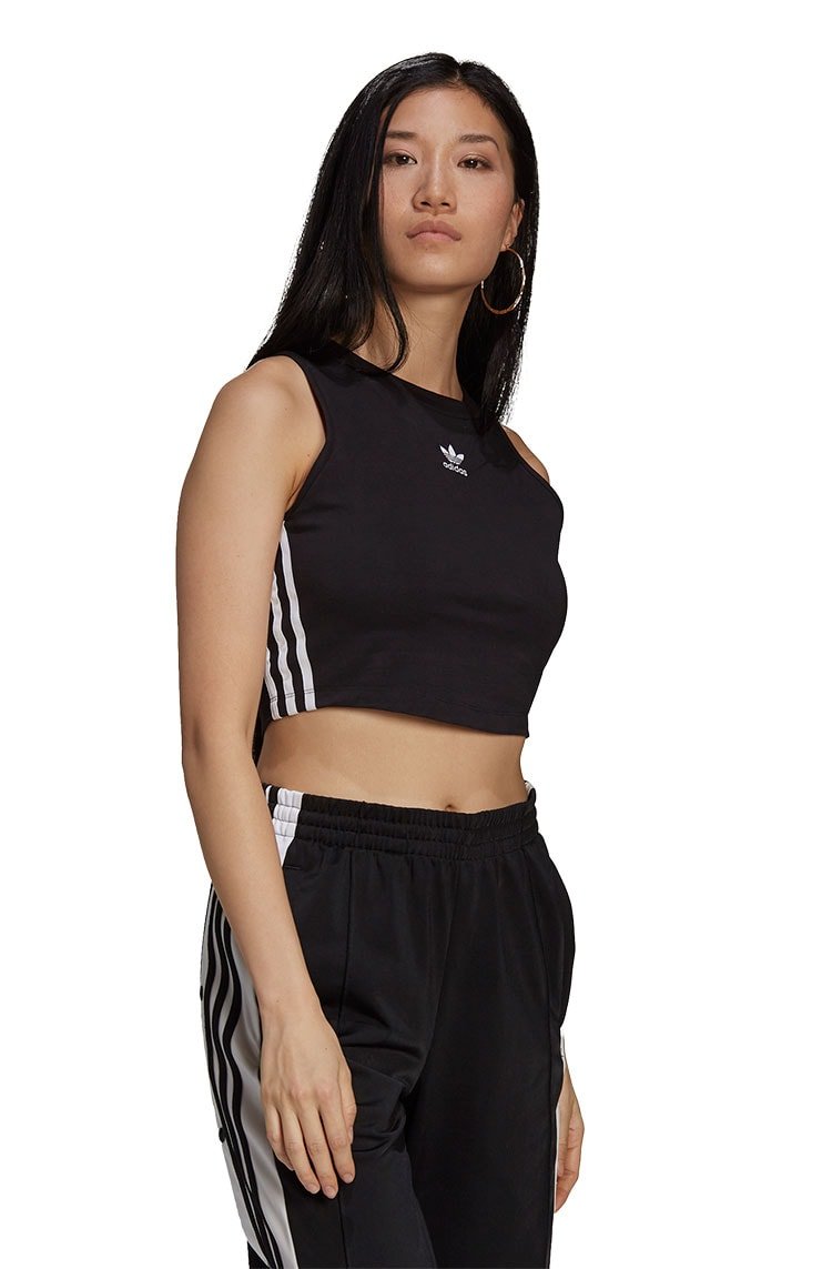 Regata Adidas Cropped Adicolor Classics Preto/Branco - NewSkull