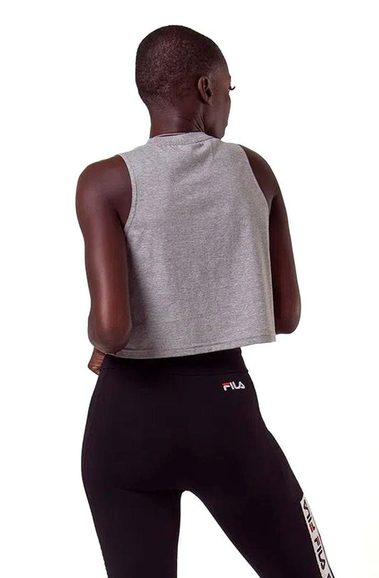 Regata Fila Feminina Cropped Letter Cinza/Mescla - NewSkull