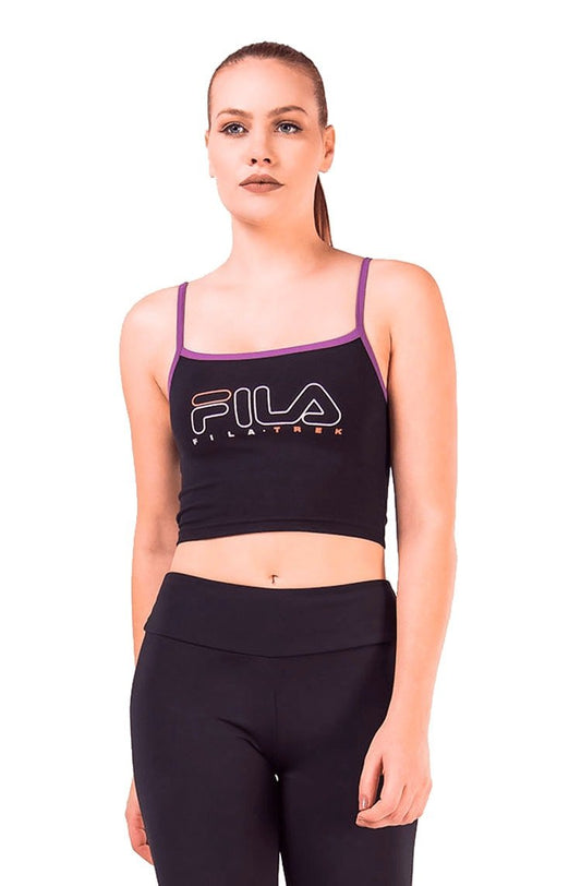 Regata Fila Feminina Cropped Straps Preto/Roxo - NewSkull