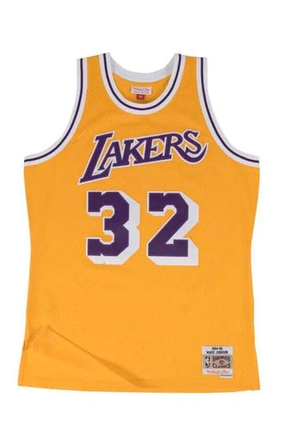 Regata Mitchell & Ness Swingman Jersey Los Angeles Lakers Home Magic Johnson 1984 - 1985 Amarela - NewSkull