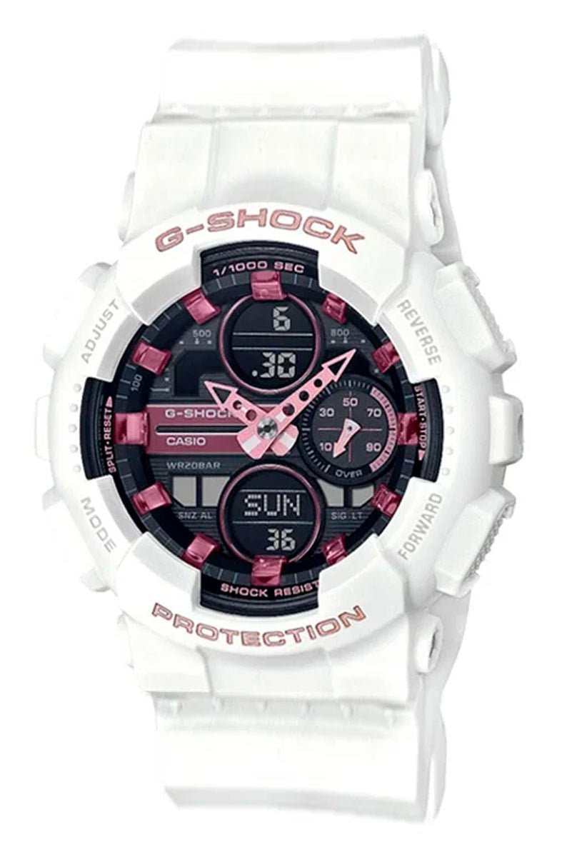 Relógio Casio G - Shock Digital Analogico GMA - S140M - 7ADR Branco/ Preto/Rosa - NewSkull