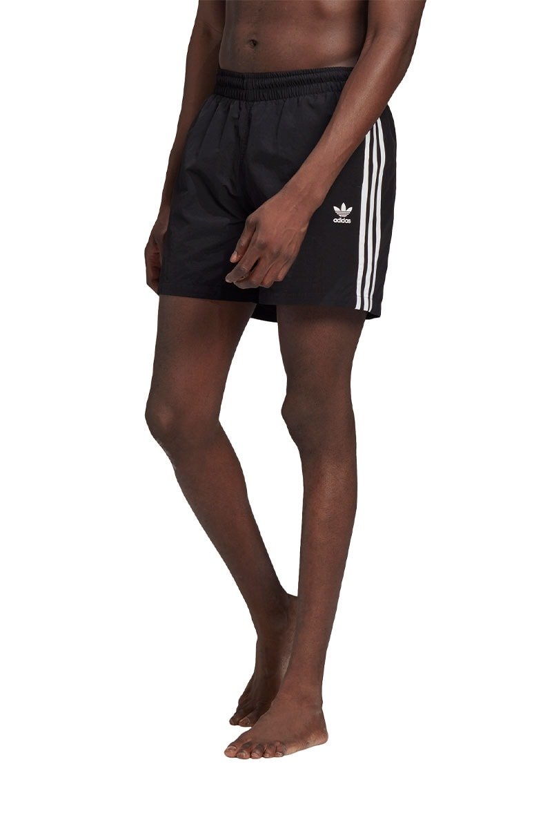Short Adidas Natação Adicolor Classics 3 Stripes Preto/Branco - NewSkull