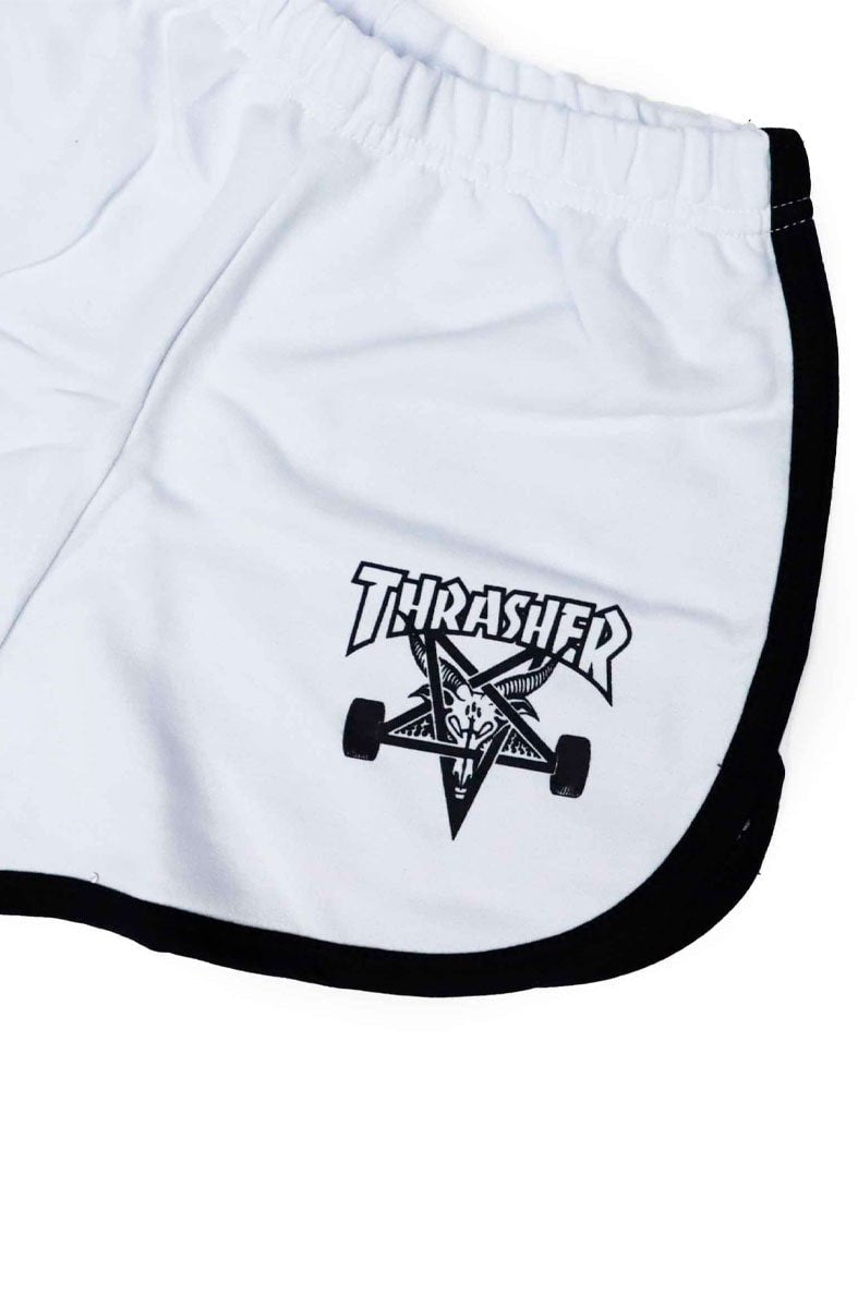 Short Thrasher Feminino Skategoat Night Branco/Preto - NewSkull