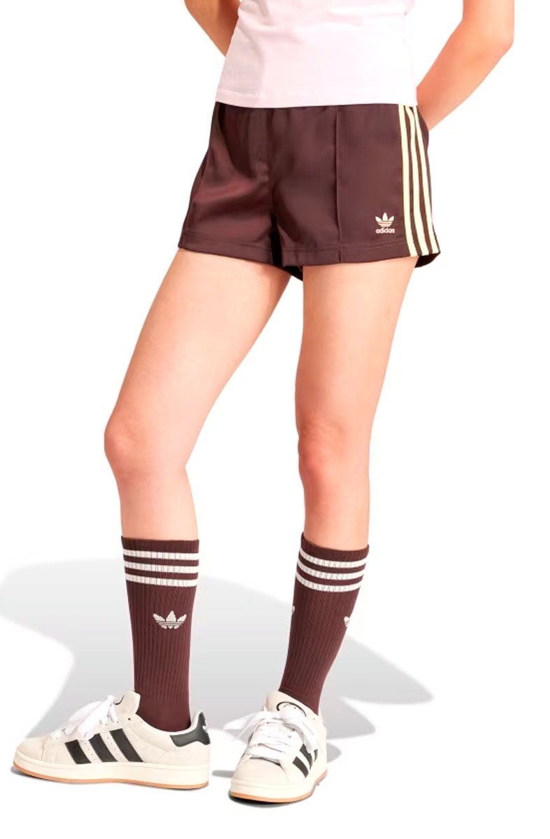 Shorts Adidas 3 - stripes Satin Marrom - NewSkull