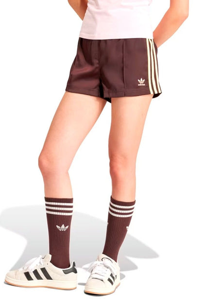 Shorts Adidas 3 - stripes Satin Marrom - NewSkull