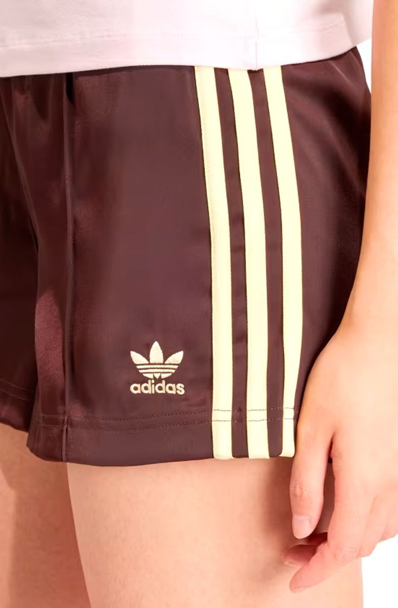Shorts Adidas 3 - stripes Satin Marrom - NewSkull