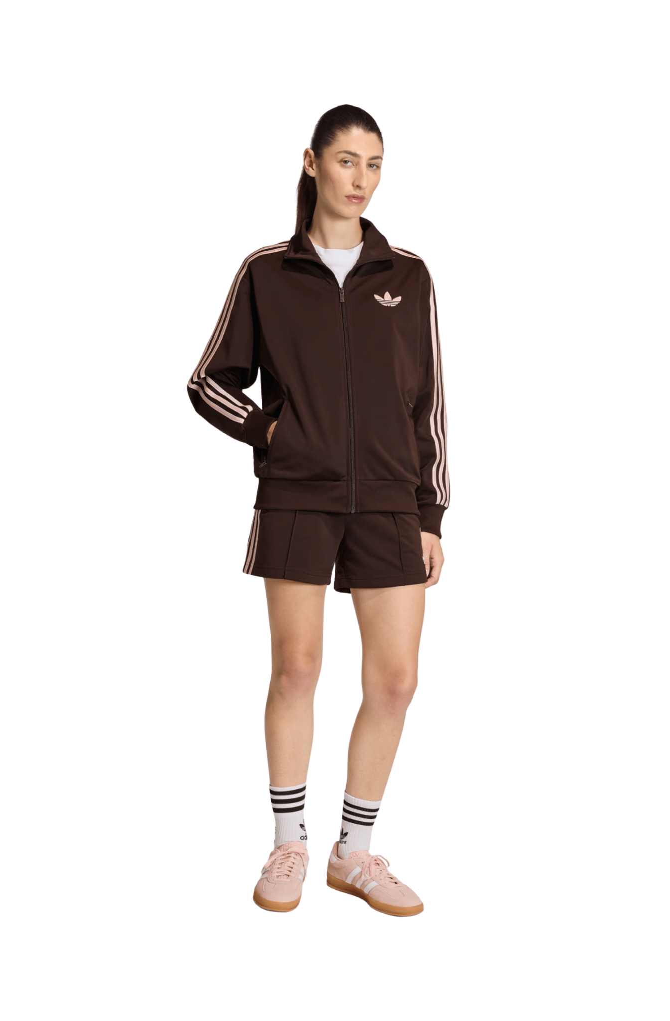 Shorts Adidas Firebird Classic Marrom/Rosa - NewSkull