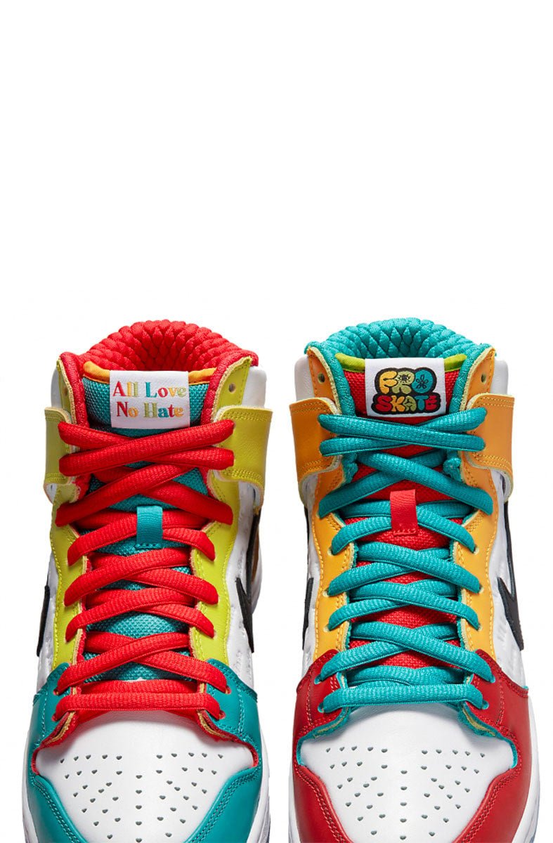 Tênis Nike SB Dunk High Pro x froSkate "All Love, No Hate" Branco/Colorido DH7778 - 100 - NewSkull