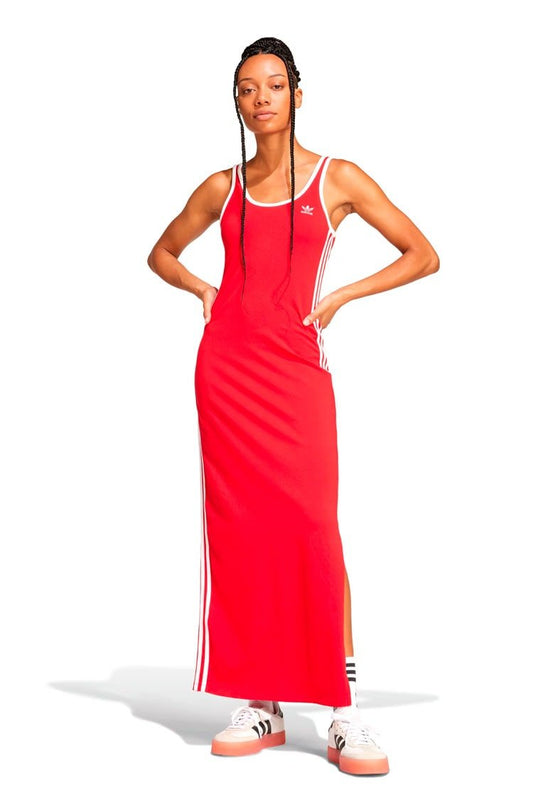 Vestido Adidas Adicolor 3 - stripes Maxi Vermelho/Branco - NewSkull