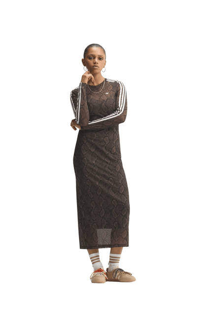 Vestido Adidas Snake Print Long Dress Marrom/Branco - NewSkull