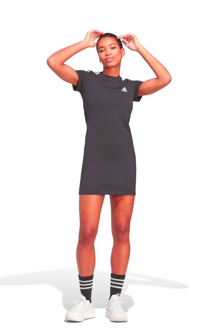 Vestido Camiseta Adidas Essentials 3 - stripes Preto - NewSkull